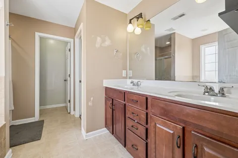 a bathroom with a bathtub