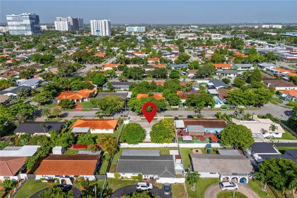 an aerial view of multiple house