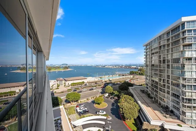 a view of a lake and a city