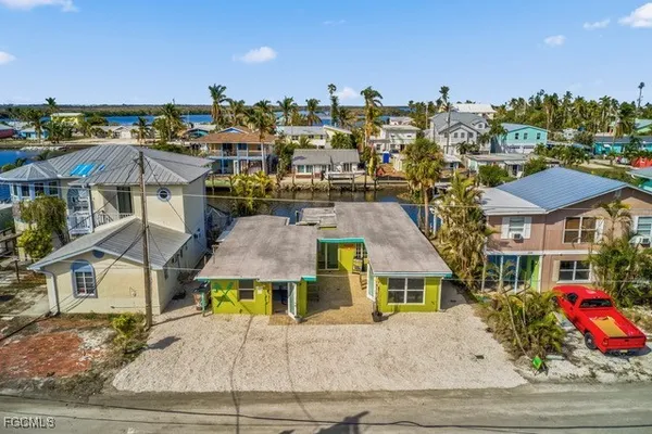 a view of a town with big houses