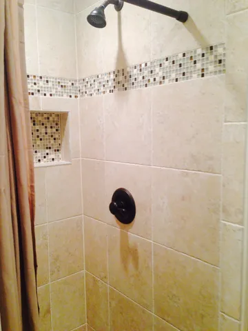 a bathroom with a shower