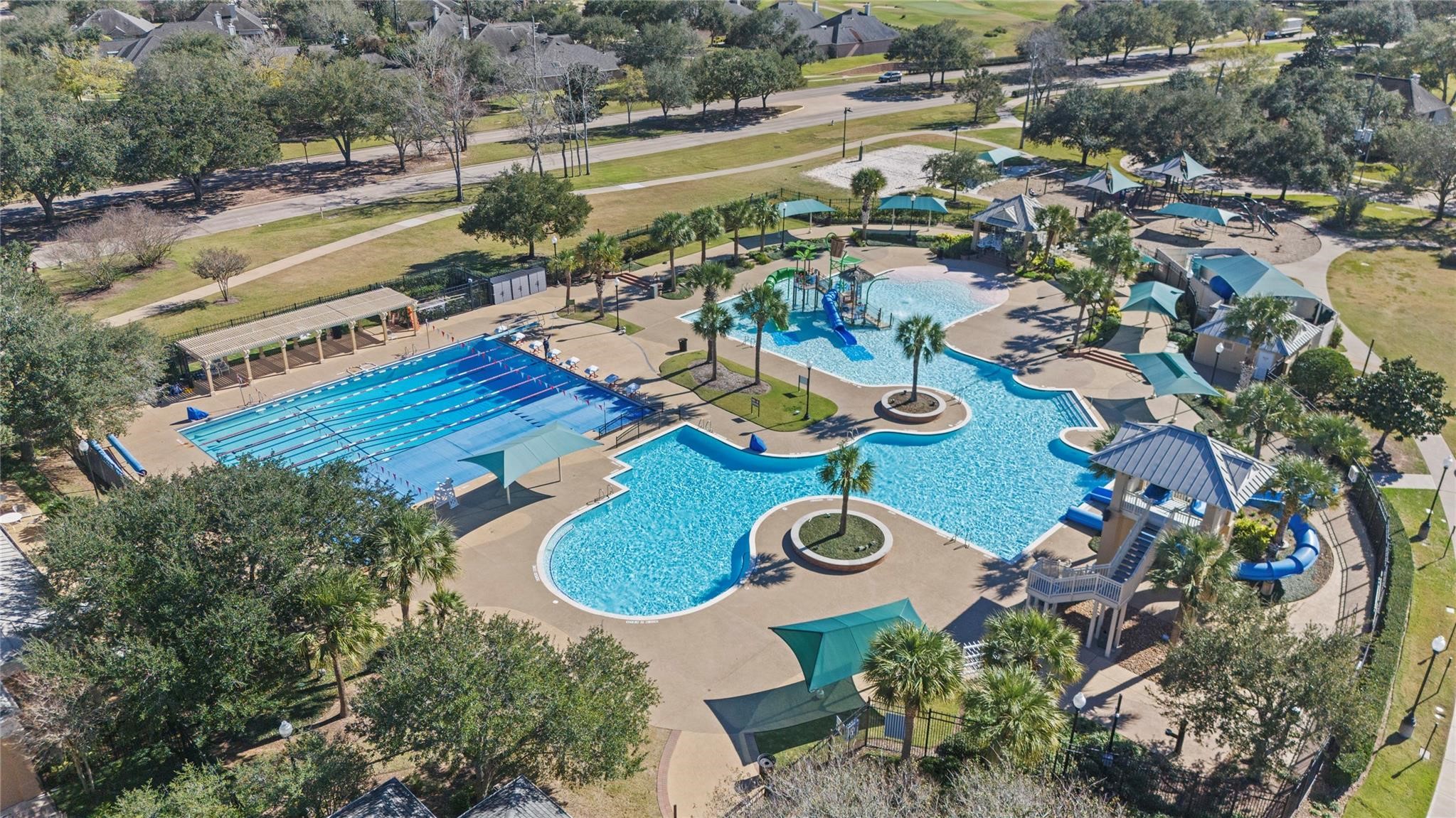 4014 Colony Lane Missouri City, TX 77459 - Photo 38 of 40 an aerial view of a swimming pool patio and outdoor seating