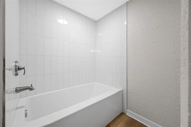 a bathroom with a bathtub