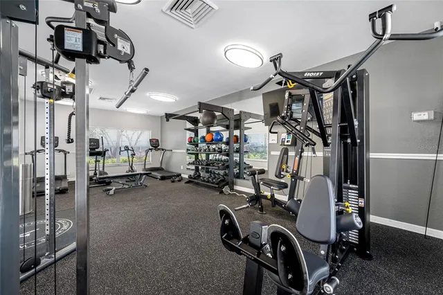 a view of a room with gym equipment