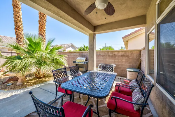 a view of a outdoor seating area with furniture