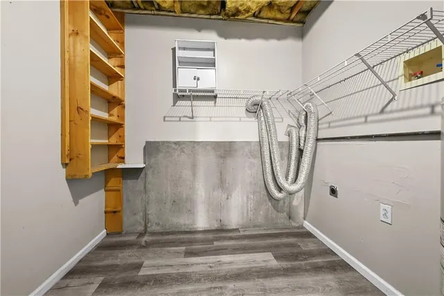 a utility room with a door