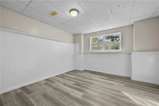 an empty room with windows