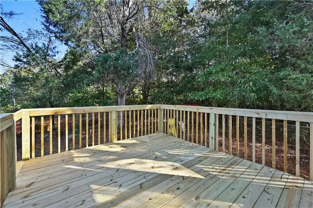 a view of a wooden deck