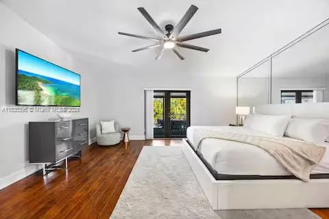 a view of playground with a slide and a child swing