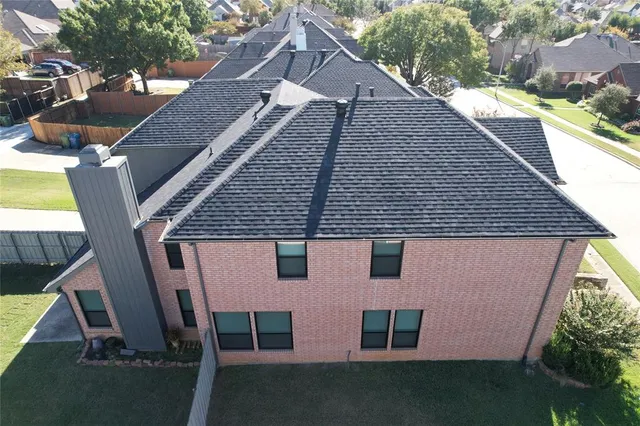 an aerial view of a house