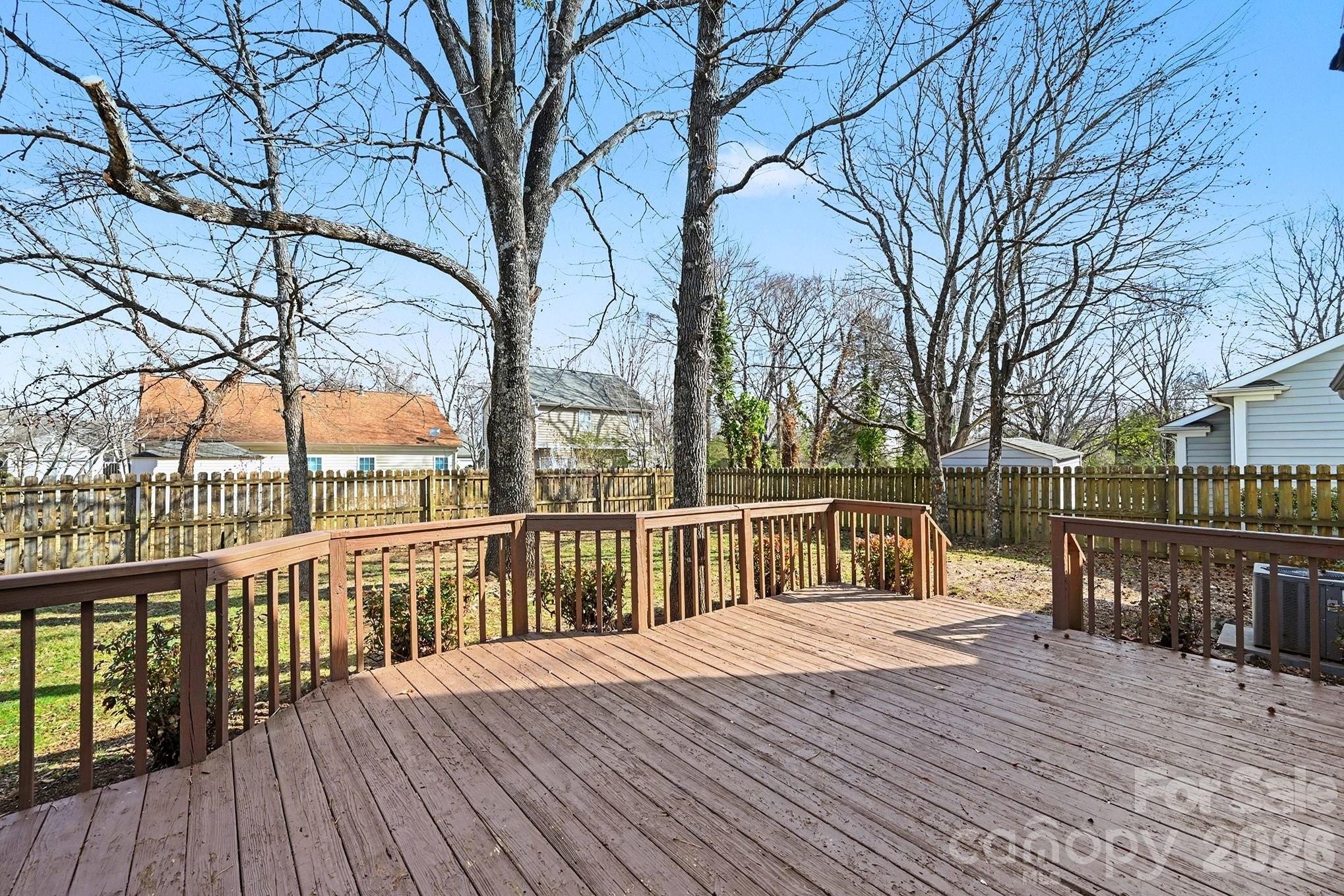 3402 Mayhurst Drive Indian Trail, NC 28079 - Photo 21 of 23 a deck view with wooden floor and fence next to a yard