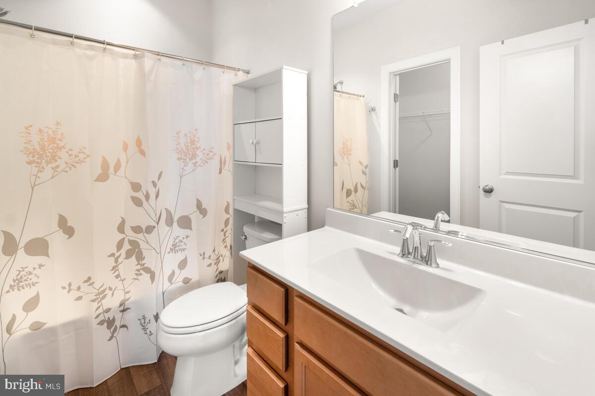5521 Hawk Ridge Road Frederick, MD 21704 - Photo 31 of 66 a bathroom with a sink a toilet and shower curtain