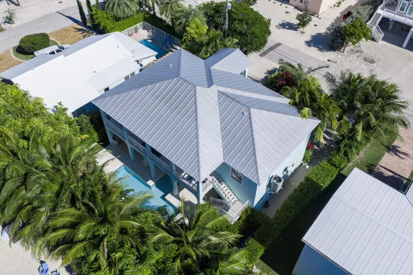 an aerial view of a house