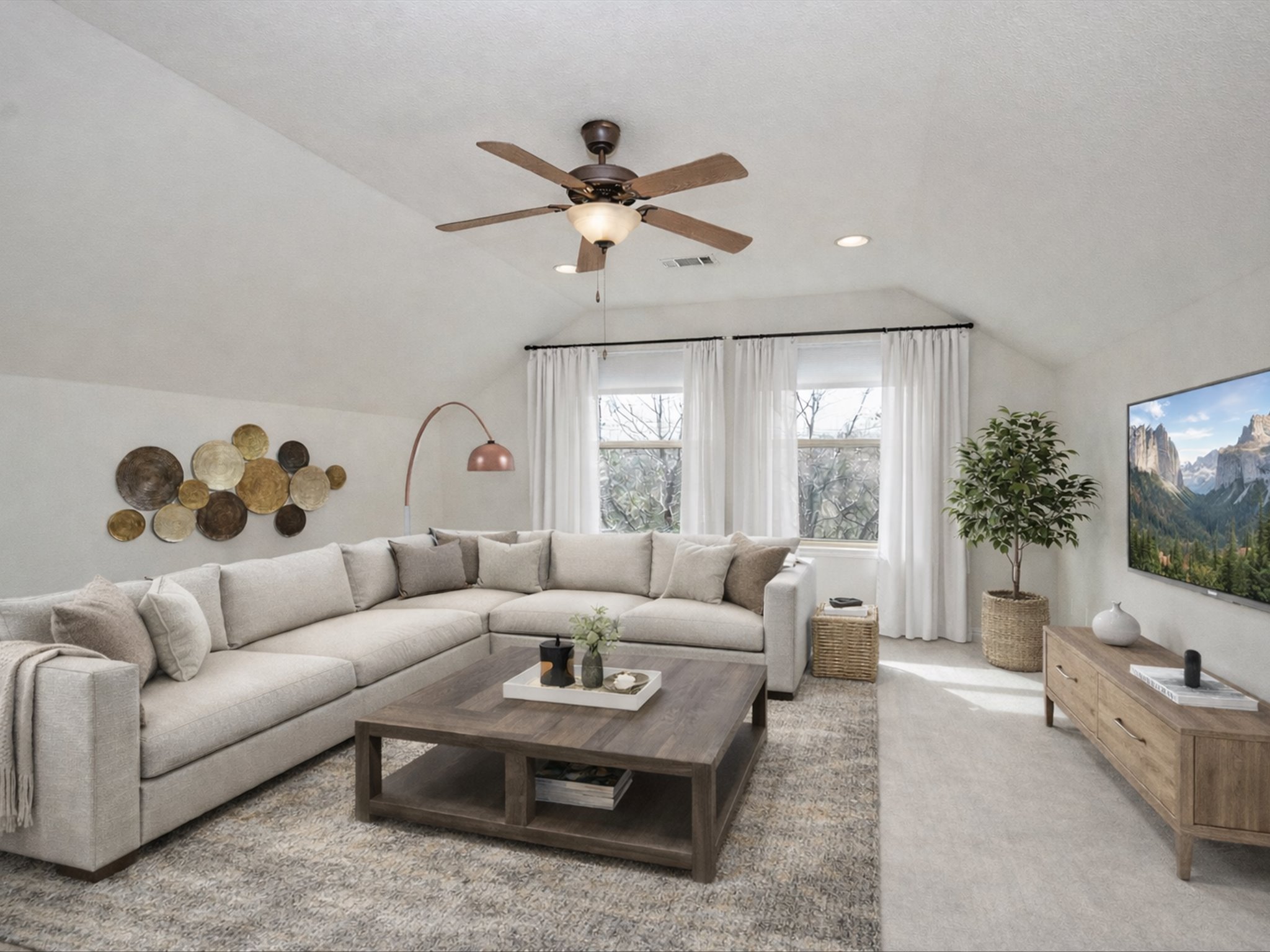 201 Bellagio Drive Austin, TX 78734 - Photo 6 of 31 Upstairs you will find an oversized game room under soaring vaulted ceilings plus one bedroom and a full bath. (virtually staged photo)
