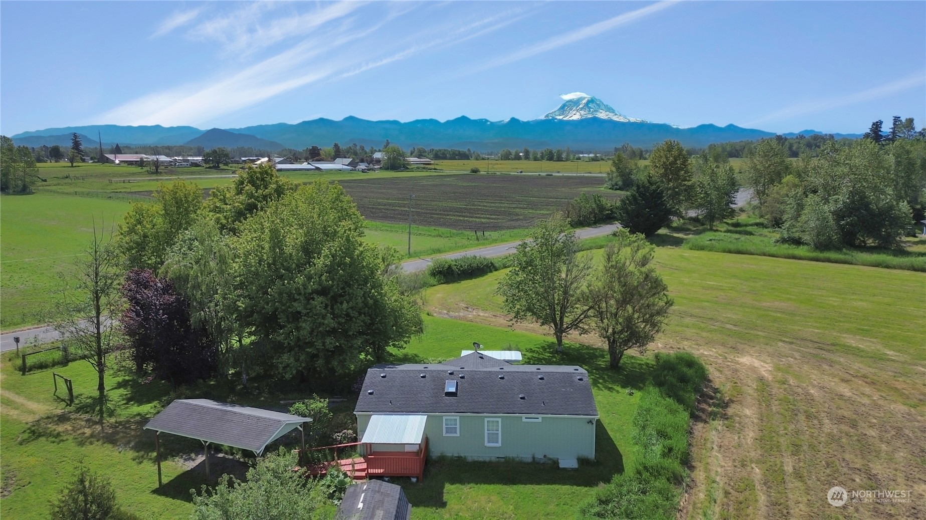 a view of a lake with a mountain in the background