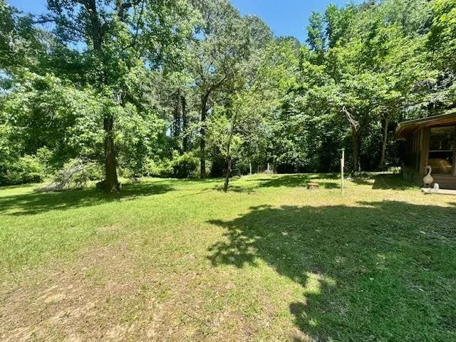 a view of outdoor space with a garden and trees