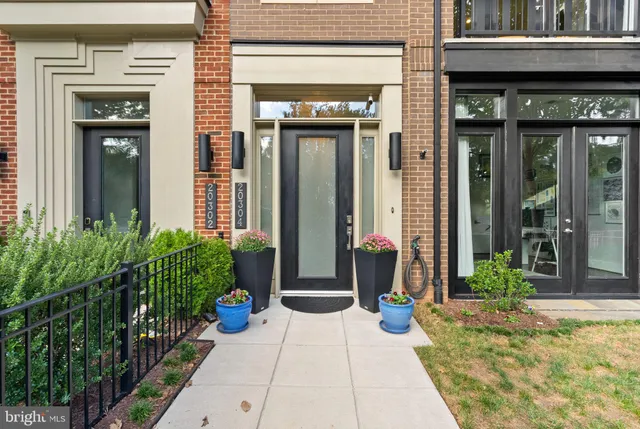 a front view of a building with street view