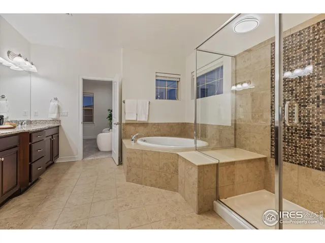 a bathroom with a granite countertop sink a shower and a mirror