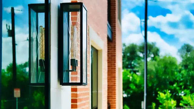 a view of windows and yard