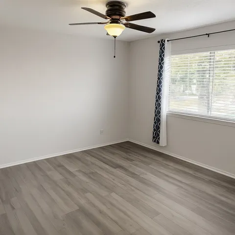 an empty room with a window