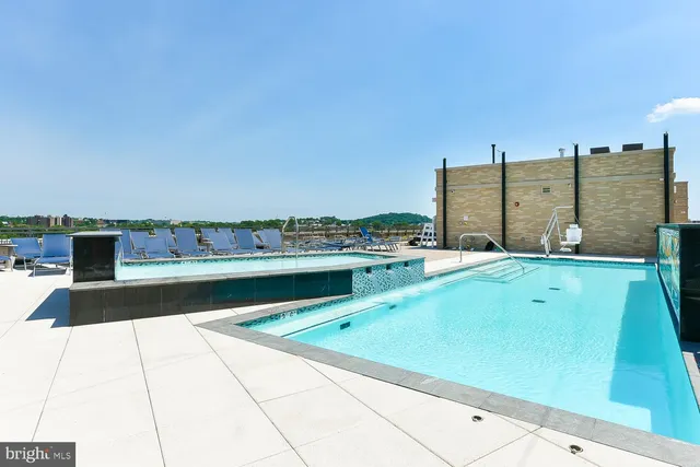 a view of a building and a street