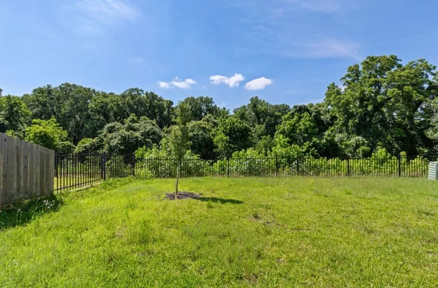 a backyard of a house with lots of green space