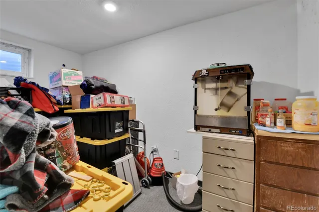 a view of a room with shelves