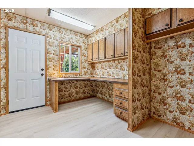 a view of backyard with green space