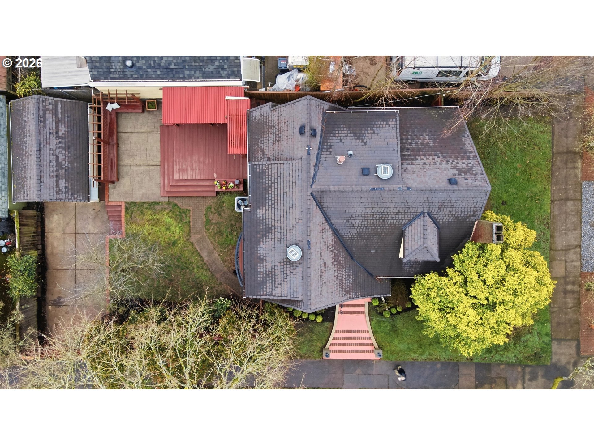 1706 Southeast Knapp Street Portland, OR 97202 - Photo 40 of 43 an aerial view of a house with a yard and a large tree