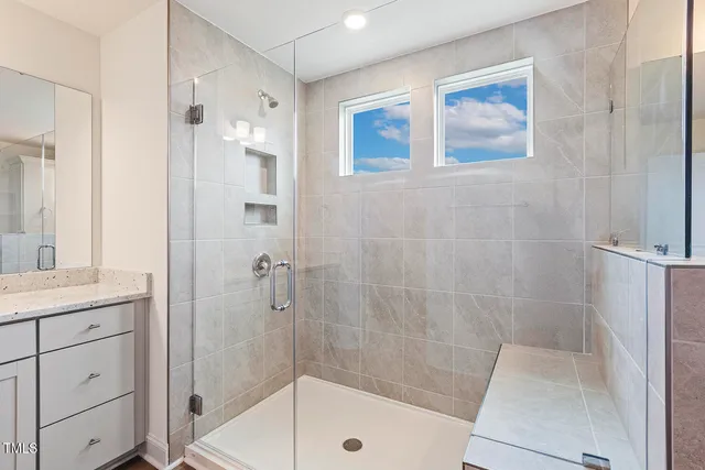 a bathroom with a shower