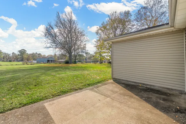 a view of a backyard with green space