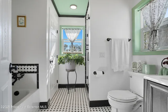 a bathroom with a sink mirror vanity and toilet