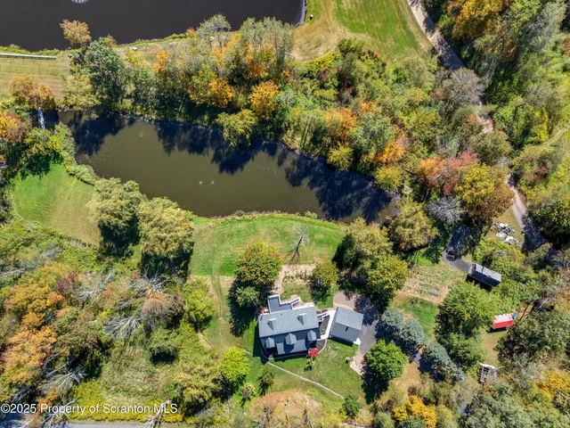 a view of yard with swimming pool and green space