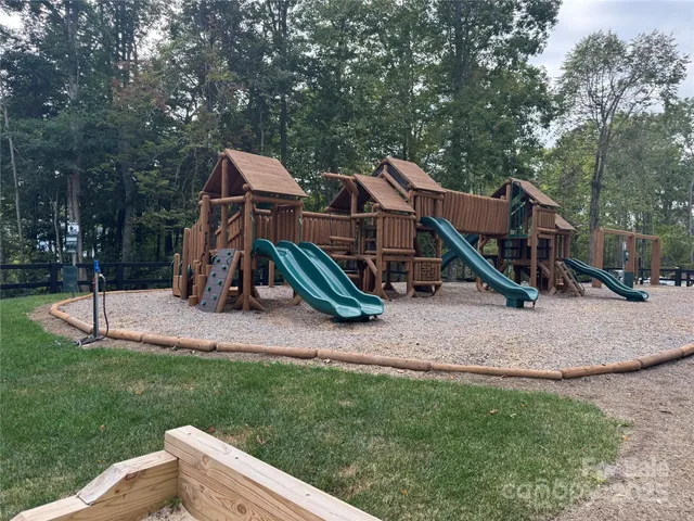 a view of a park with slide