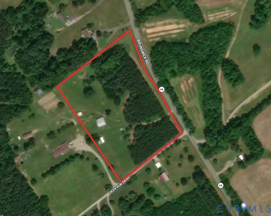 1 Deer Run Road Blackstone, VA 23824 - Photo 16 of 17 Aerial Map. Depicting the property boundary and su