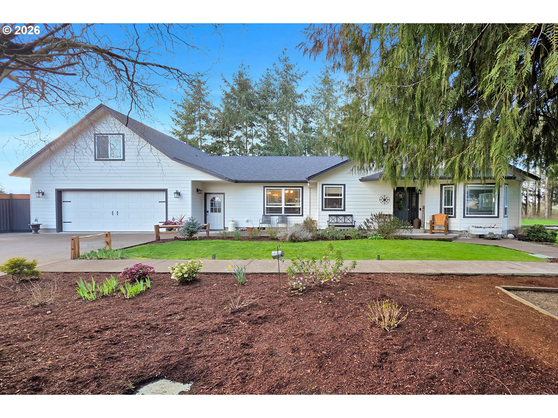 a house view with a garden space