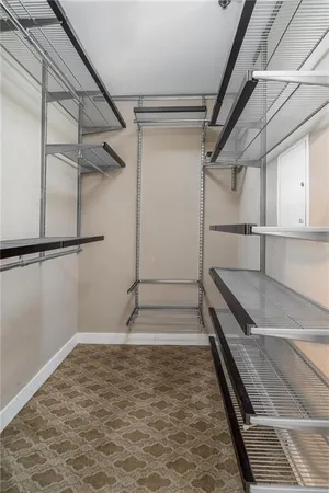 a view of a room with racks on the wall