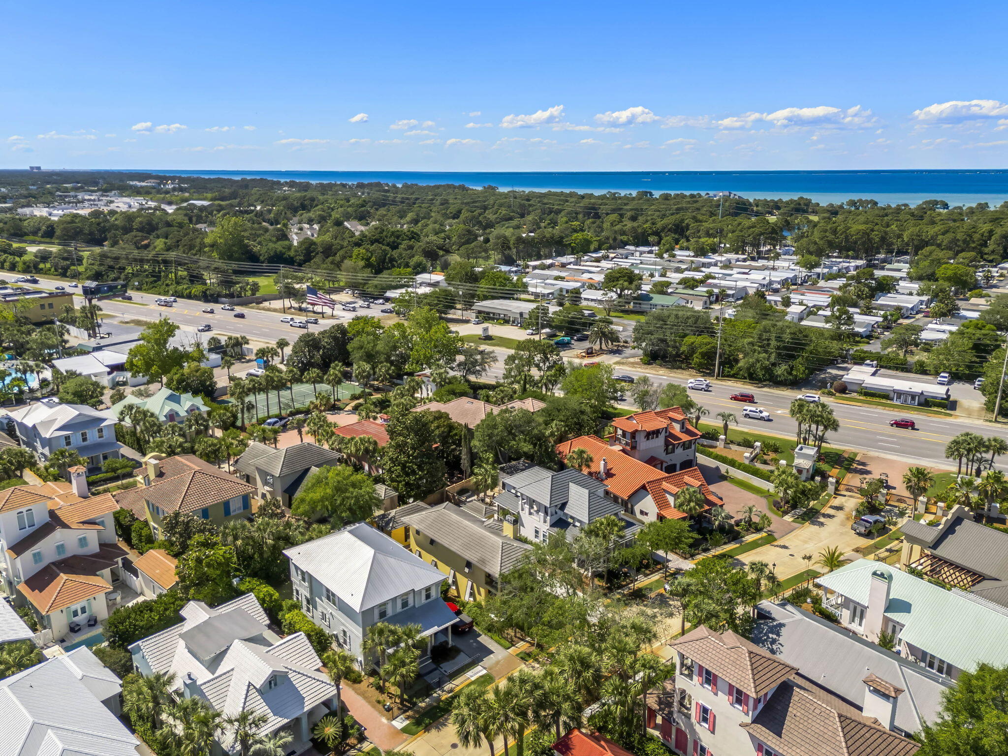 60 Rue Caribe Miramar Beach, FL 32550 - Photo 38 of 43 an aerial view of residential houses with outdoor space and trees
