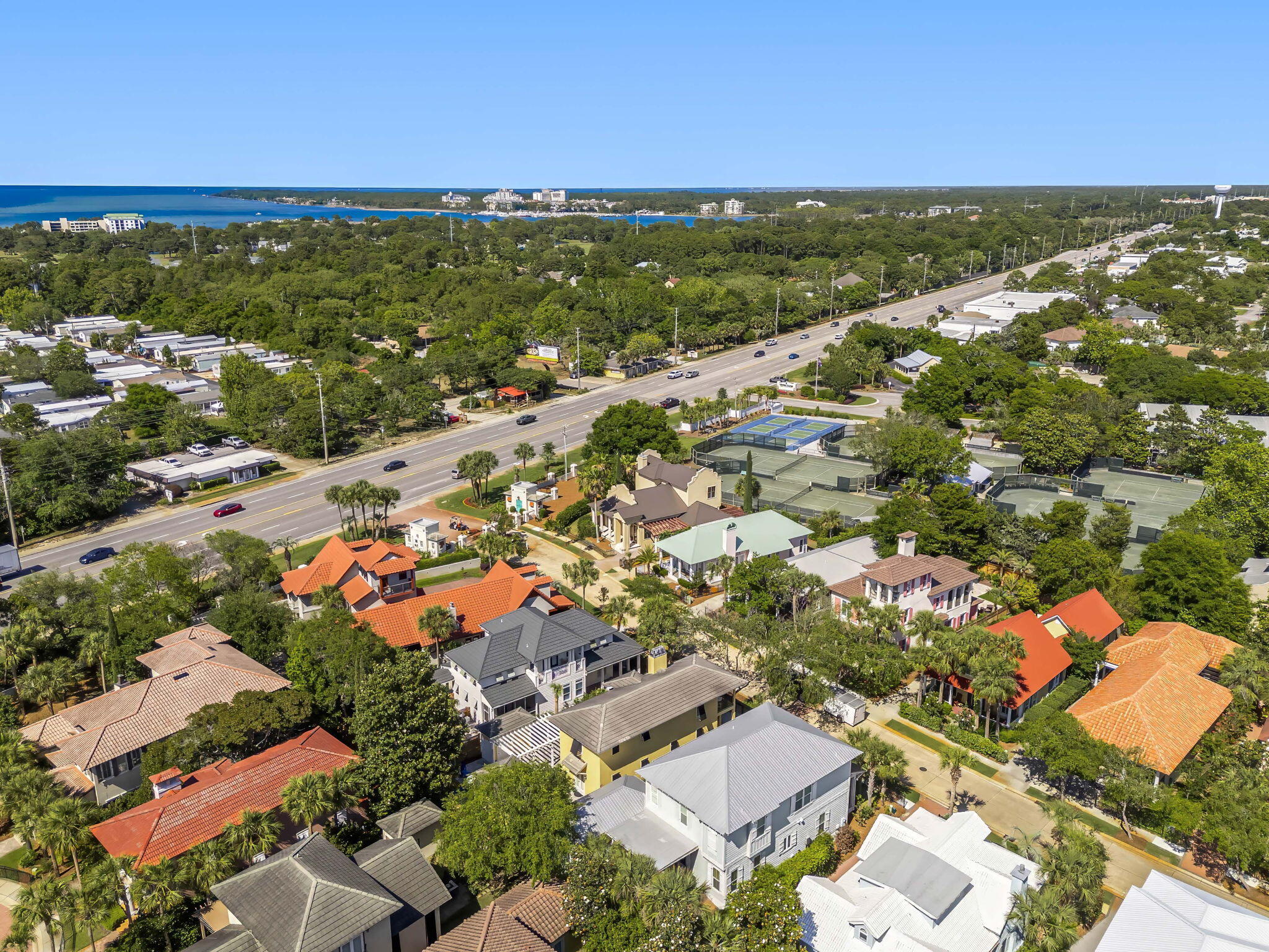 60 Rue Caribe Miramar Beach, FL 32550 - Photo 39 of 43 an aerial view of residential houses with outdoor space and ocean view