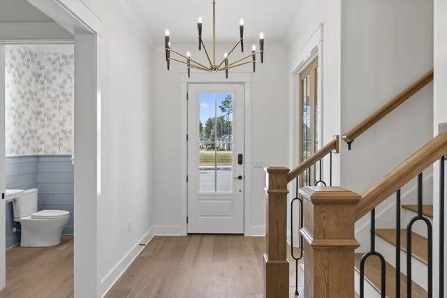 a view of entryway and workspace