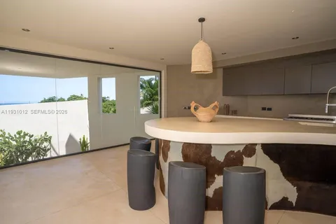 a living room with a large window