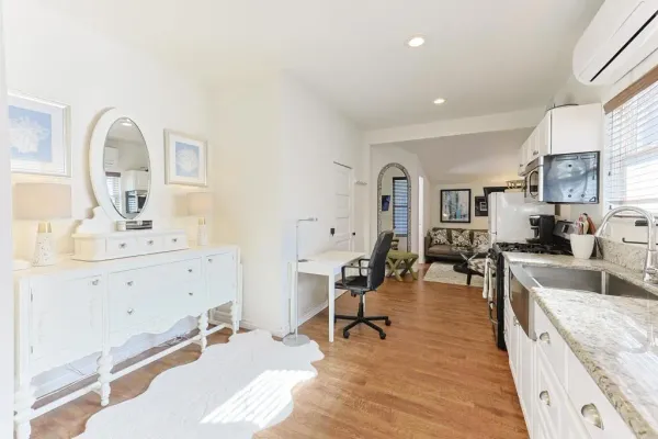 a living room with furniture