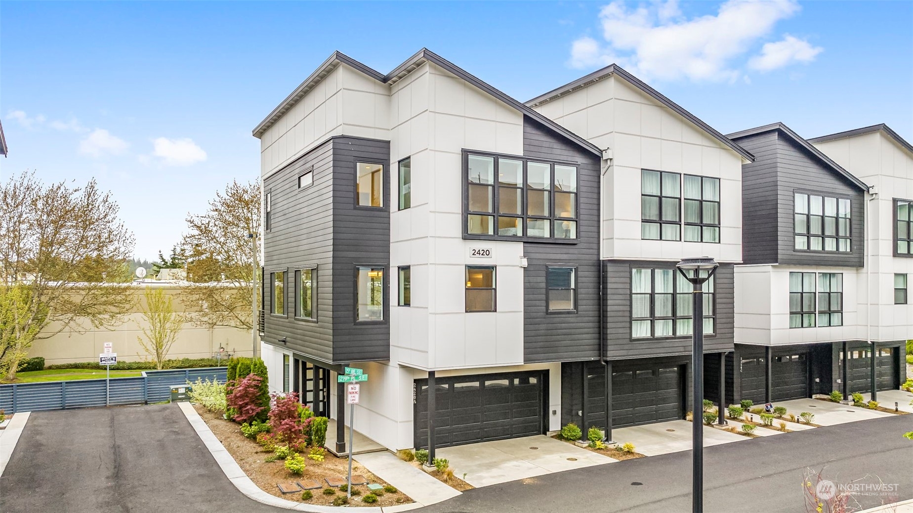 a view of a large white building