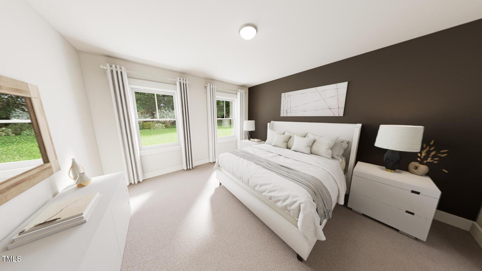 320 Beacon Drive Pittsboro, NC 27312 - Photo 5 of 22 a bedroom with bed and large windows