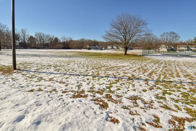 a view of yard covered with snow