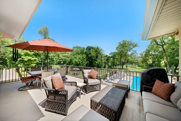 a terrace view with seating space