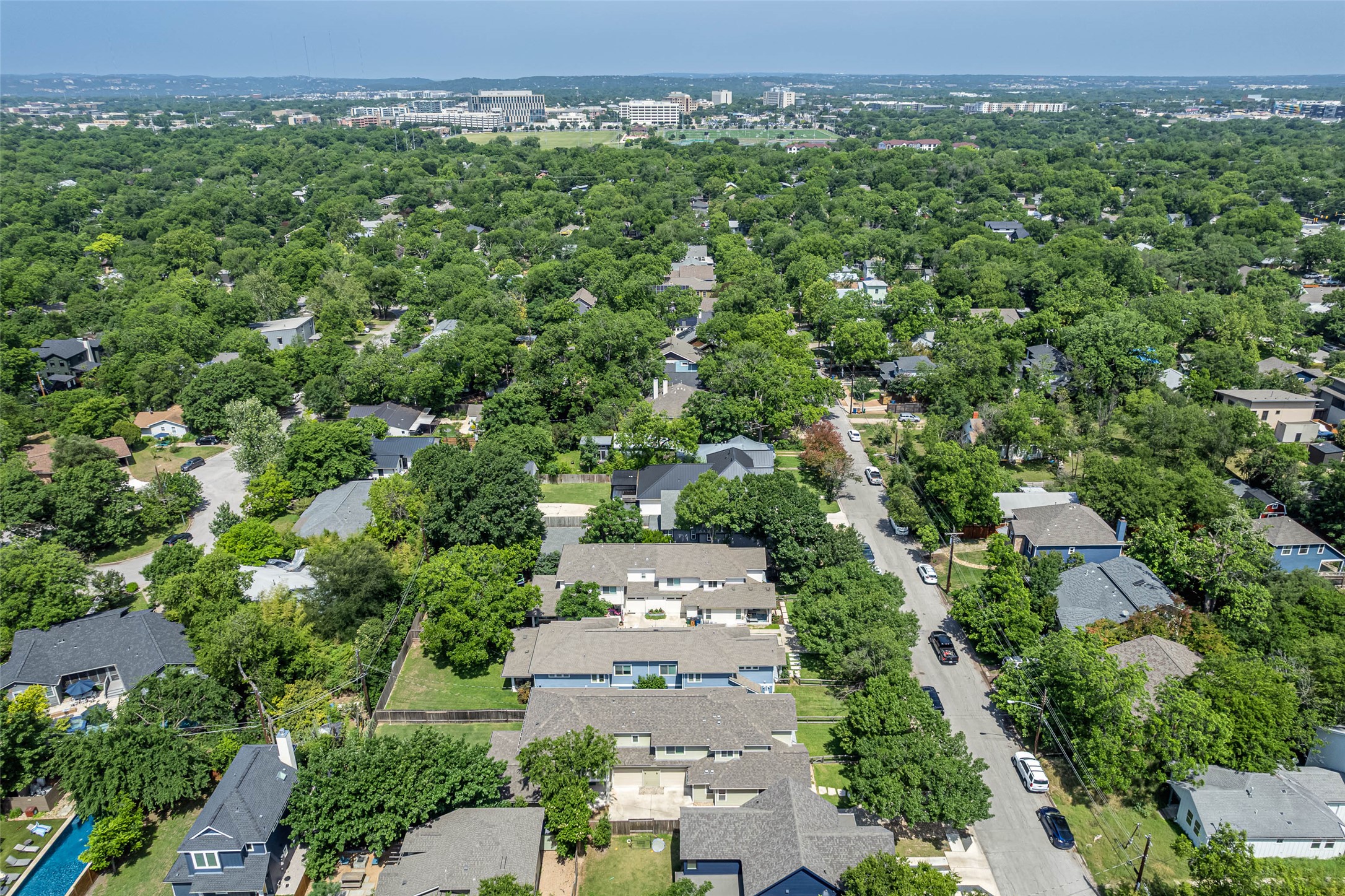 705 East 49th Street, Unit A Austin, TX 78751 - Photo 37 of 40 an aerial view of a city with lots of residential buildings