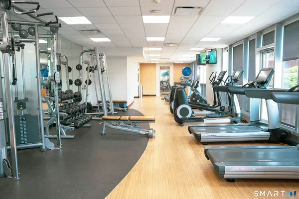 a view of a room with gym equipment