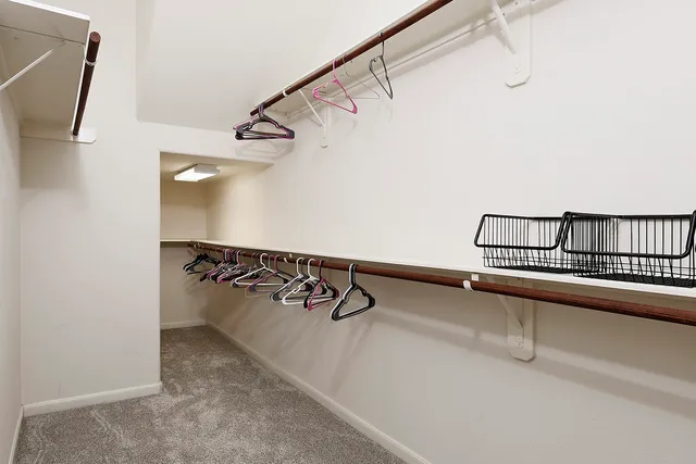 a view of a room with racks on the wall