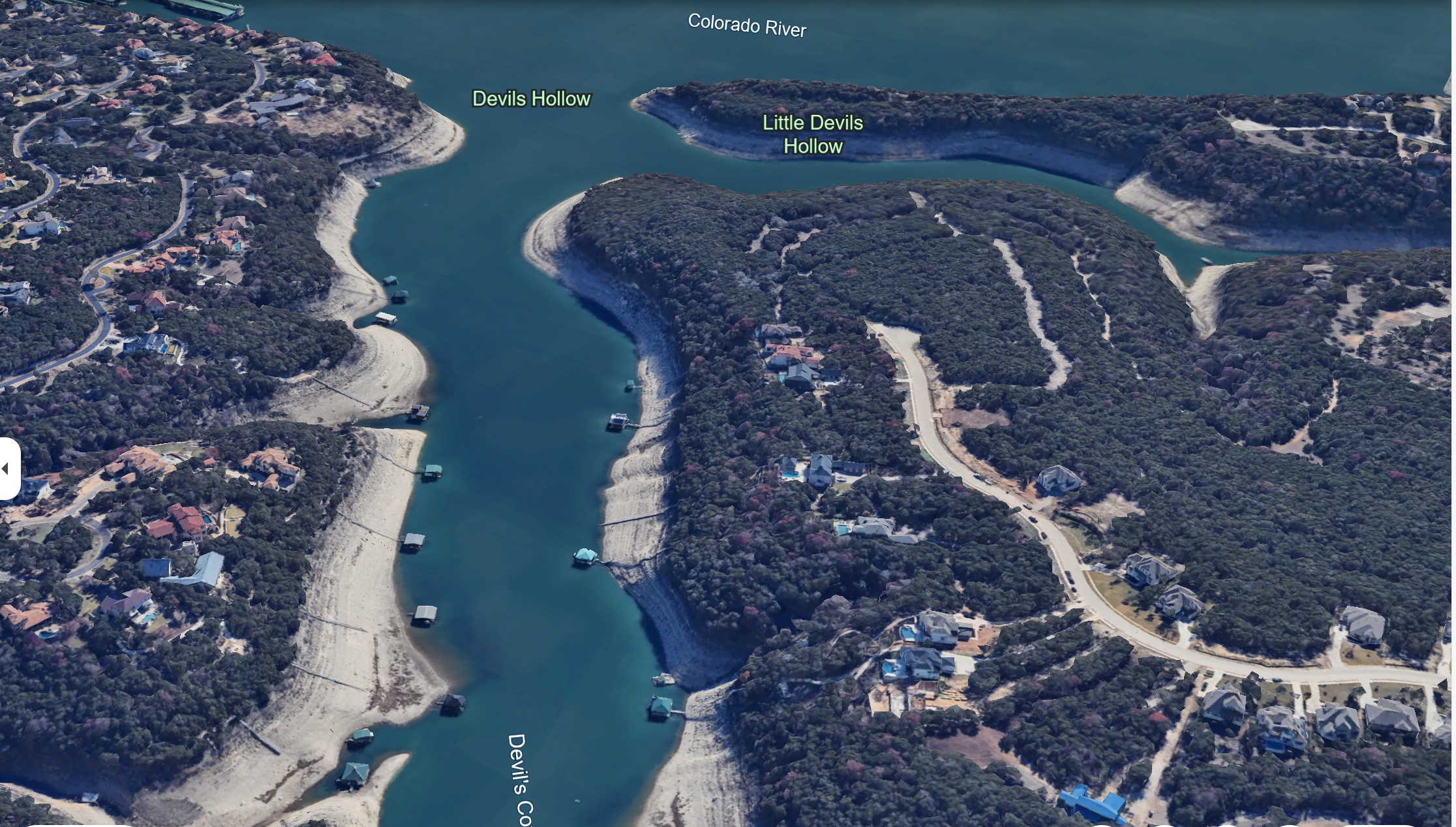 4613 Destination Way Jonestown, TX 78645 - Photo 11 of 14 Aerial View Of Lake. Lake Travis's inflow water source is the Colorado River - Making it one of the bluest lakes in Texas!!!!